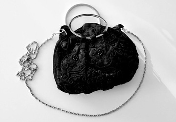Włoska torebka damska czarna oryginalna mała *22cm