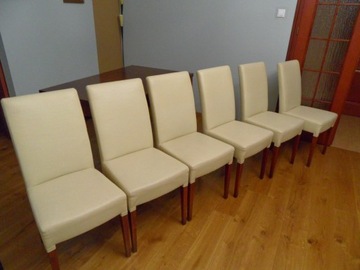 Komplet 6 krzeseł skórzanych do salonu