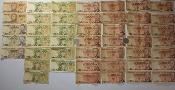 Zestaw banknotów z czasów PRL 46 szt. 500zł. 200zl. 50zł. 100zł. 