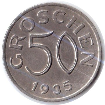 AUSTRIA 50 gorszy 1935,  KM 2854