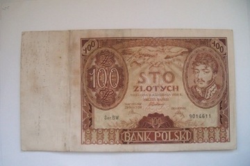  Banknot 100 zł  . 1934 r. seria BW
