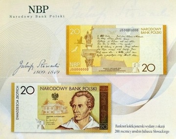 Folder do banknotu - Juliusz Słowacki polski