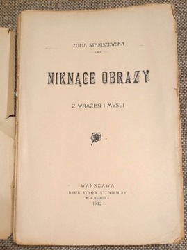 Z. Staniszewska - Niknące obrazy   r. 1912