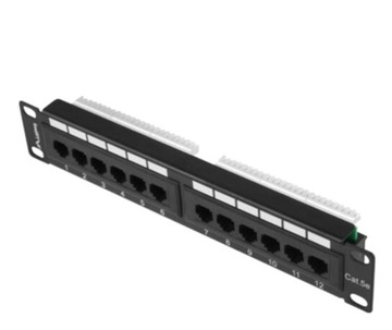 Patch panel 12port 1U 10"kat5e czarny,lanberg