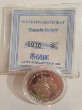 Zjednoczenie niemiec 1990r.Ag.9gr.certyfikat