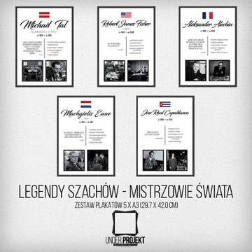 Zestaw 5 plakatów - LEGENDY SZACHÓW - a3 