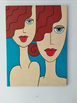 Obraz "Alina i Malina", na płótnie, 80x60 cm.