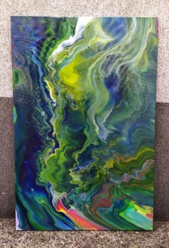 Obraz Akryl Abstrakcja 90x60 Pouring Handmade