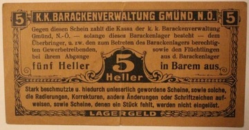 5 HELLER LAGERGELD - K.K. BARACKENVERW - AUSTRIA  