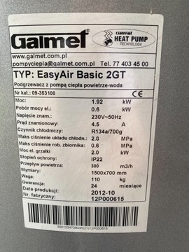 Galmet Pompa Powietrze-Woda Easyair Basic 2GT