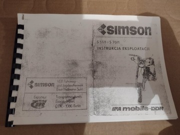 SIMSON S 51/1 S70/1 INSTRUKCJA KSIAZKA 1989 POLSKA
