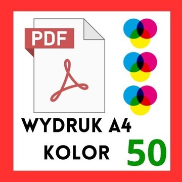 Wydruk KOLOR Drukowanie PDF A4 - 50 stron