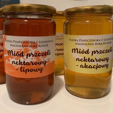 Miód akacjowy, lipowo-spadziowy liściasty.