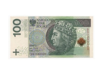 Banknot 100 zł DS1390000 2012 rok