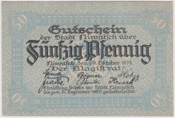 Nimptsch (Niemcza), 50 Pf, 29.10.1919 (42649)