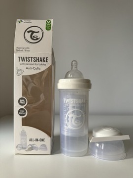 Twistshake, butelka antykolkowa, biała, 260 ml