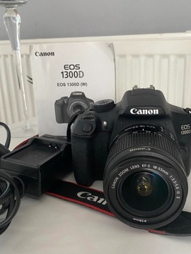 Aparat Canon Eos1300d korpus+obiektyw+dodatki 