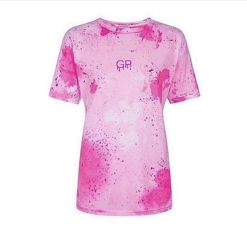 Koszulka T-shirt diy tie-dye neonowa różowa lato