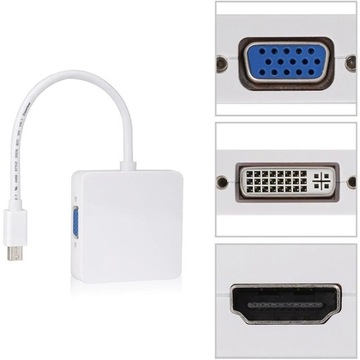 ADAPTER thunderbolt Apple MACBOOK HDMI VGA DVI 3w1