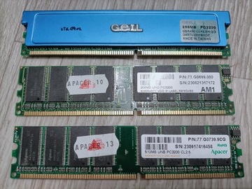 Stare kości RAM DDR 400 1024 GB geil odzysk złota