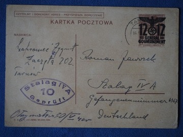 STALAG IV A 1940  DRUK POWSZECHNEGO UŻYCIA KARTKA POCZTOWA GG