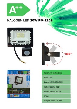 Hurtowa sprzedaż Halogen LED 20W z czujnikiem A++