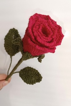 Duża róża kwiat handmade na szydełku crochet 