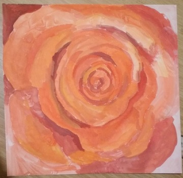 Obraz róża akwarela na kartonie