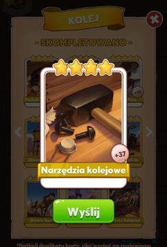 Coin master karta narzędzia kolejowe Natychmiastow