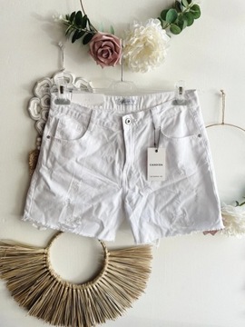 Białe krótkie spodenki, jeansowe szorty 38 M UK10