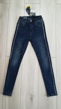 Spodnie jeansy push up, lampas roz. XS