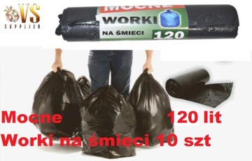 WORKI NA ŚMIECI 120L uniwersalne mocne 10 sztuk 