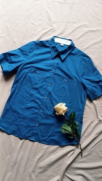 Niebieska Koszula Eterna rozmiar 42 na co dzień bawełna z kołnierzykiem 