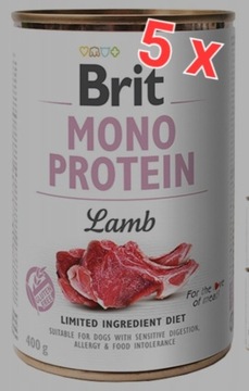 Brit Pies 5 x puszka 400 g Lamb Monoprotein