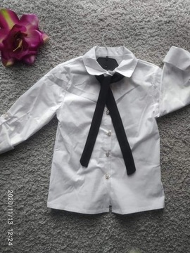 Biała bluzka koszulowa nowa dziewczeca 116-152