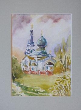 Włodawa Cerkiew AKWARELA 24x30 cm