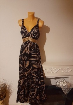 Elegancka jedwabna suknia r 38 czarny carmel