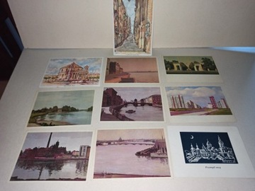 Zestaw pocztówek 10szt. obrazy miasta krajobraz
