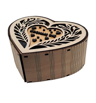Drewniane pudełko na prezent - KOCHAM CIĘ