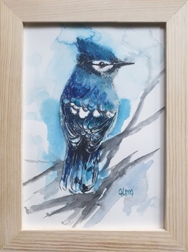Obraz ręcznie malowany "Ptaszek" +rama ptaki
