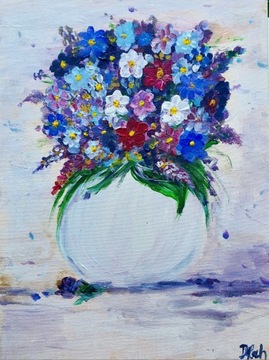 Obraz akrylowy "Purpurowy wazon" sygnowany kwiaty