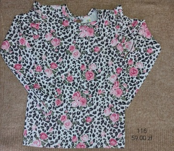 Bluzeczka panterka+róże - rozmiar 116