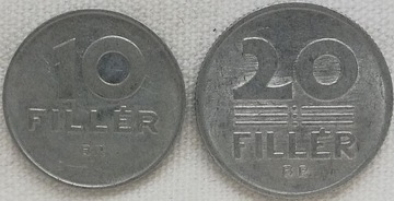 Węgry 10 i 20 filler 1985, KM#572 i 573