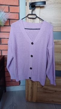 Liliowy rozpinany sweter kardigan r. 38 M 40 L