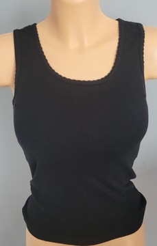 Podkoszulek damski koszulka czarna r. XS/S bawełna