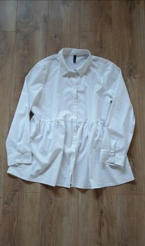 Biała koszula z falbanką typu tunika XL AMISU