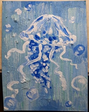 obraz akryl na tekturce 21x27cm morski meduza