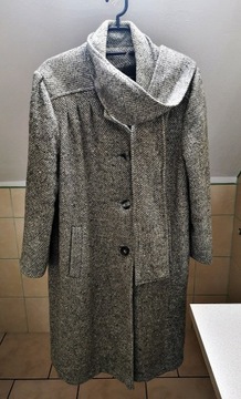 Płaszcz 100% wełna szary pure virgin wool XL