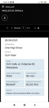 Bilety One Mąż Show