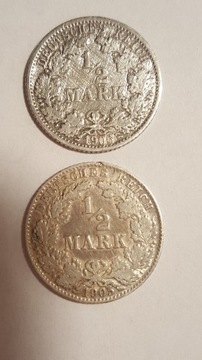 1/2 Mark 1905 A 1906 A  Niemcy srebro #65